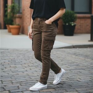 LEE MATHEWS Cargo Khaki Tan Cotton Pants Trousers